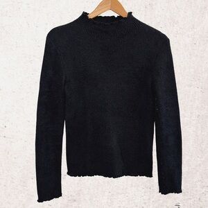 Mystree Black Cowl Neck Sweater with Textured Knit